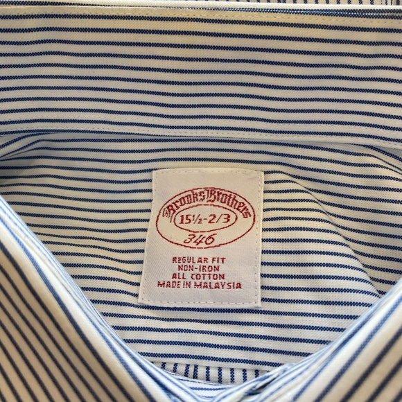Brooks Brothers 346 Navy & White Pinstripe Shirt Size 15 1/2-2/3 - Picture 3 of 8